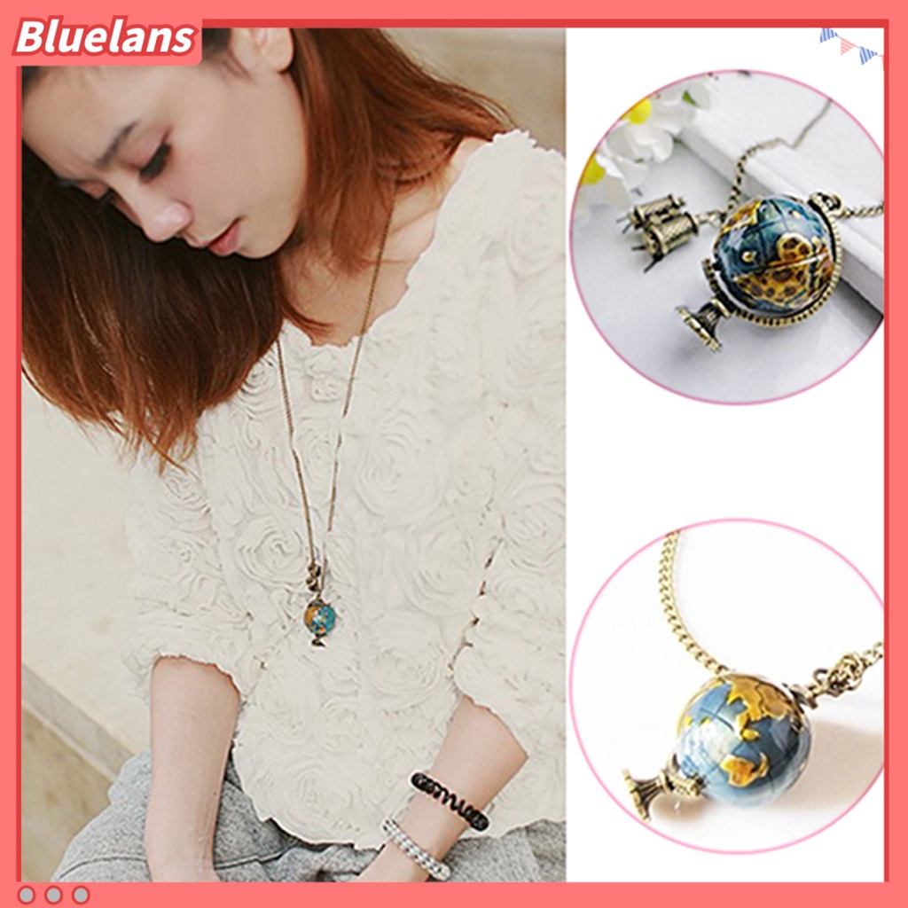 Bluelans Vintage Creative Alloy Rotatable Globe Binoculars Necklace Sweater Chain for Women