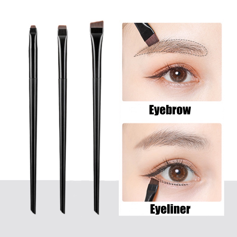 3pcs / set Brush Eyeliner / Alis Kepala Miring Ultra Tipis Multifungsi Untuk Makeup / Kosmetik Wanita