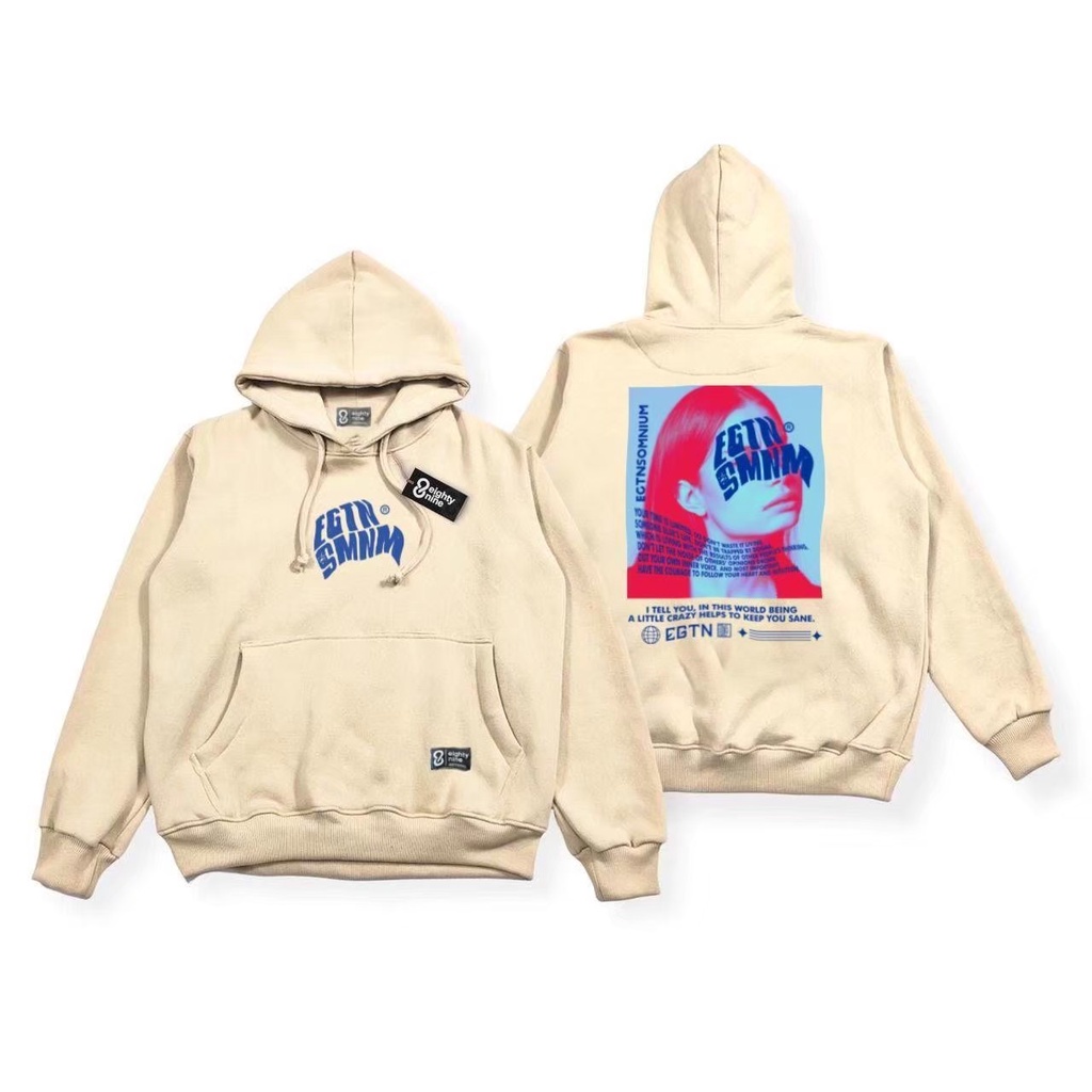 HOODIE CREAM EIGHTY NINE/HOODIE WARNA CREAM/HOODIE PRIA/WANITA HOODIE BANDUNG/SWEATER ORIGINAL EGTN 