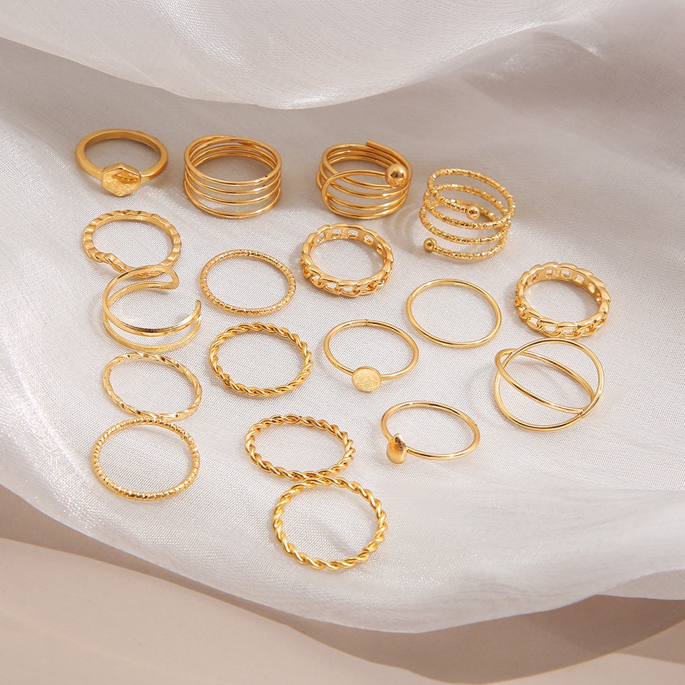 18pcs / set Cincin Desain Geometri Twist Layer Gaya Boho Untuk Wanita