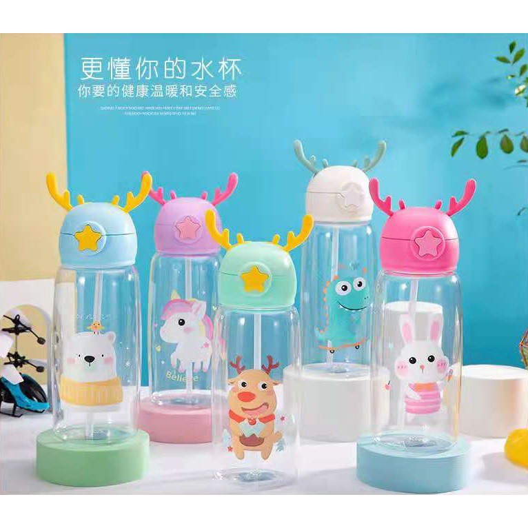 ~ PIYOSHI08 ~ Botol Minum Anak Tanduk Rusa / Lumba Lumba / Paus Air Mancur Lucu BPA Free Murah AF56