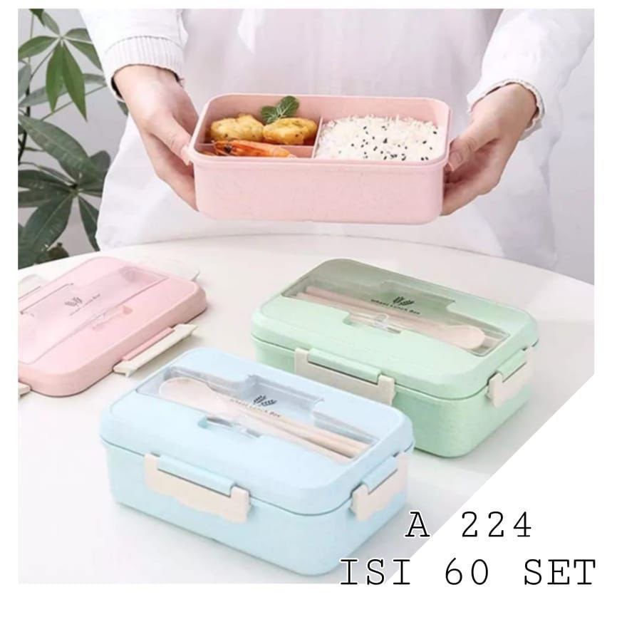 Lunch Box Gandum 3 Sekat - Lunch Box Jerami - Lunch Box Bento