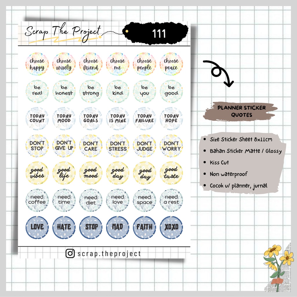 

STICKER PLANNER JOURNAL / QUOTES STICKER / STP - 111