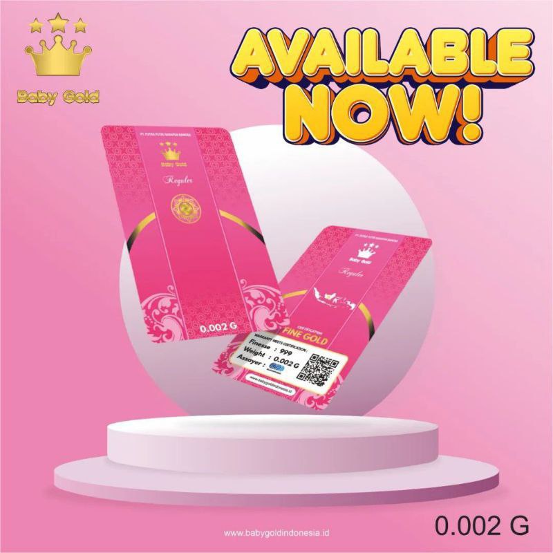 BABY GOLD New Reguler Series 0.002 Gram Kemasan PVC TERMURAH TERLARIS Emas Mini Emas Batangan Logam Mulia Murni 24 Karat Bersertifikat Resmi Asli Original Tabungan Emas Souvenir Keren Mewah