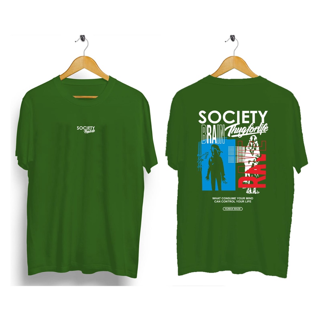 Kaos murah Kaos distro murah baju  distro pria t-shirt murah combed30s society hijau lumut