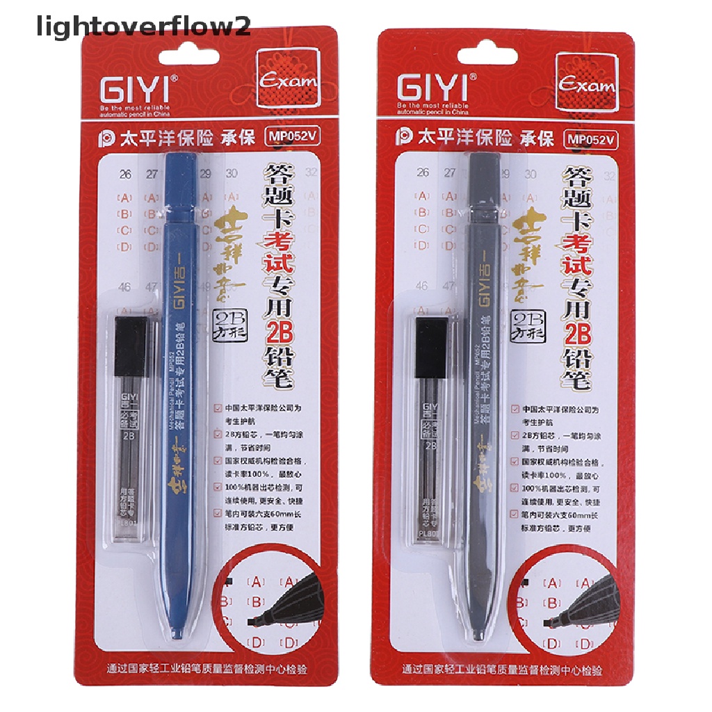 Lightoverflow2 Pensil Mekanik 2B Dengan 6PCs Isi Ulang Untuk Pelajar