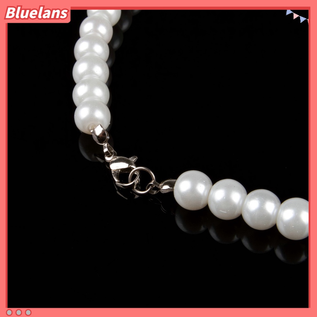 Bluelans Necklace 8mm Imitation Pearls Elegant Women Metal Lobster Clasp Necklace