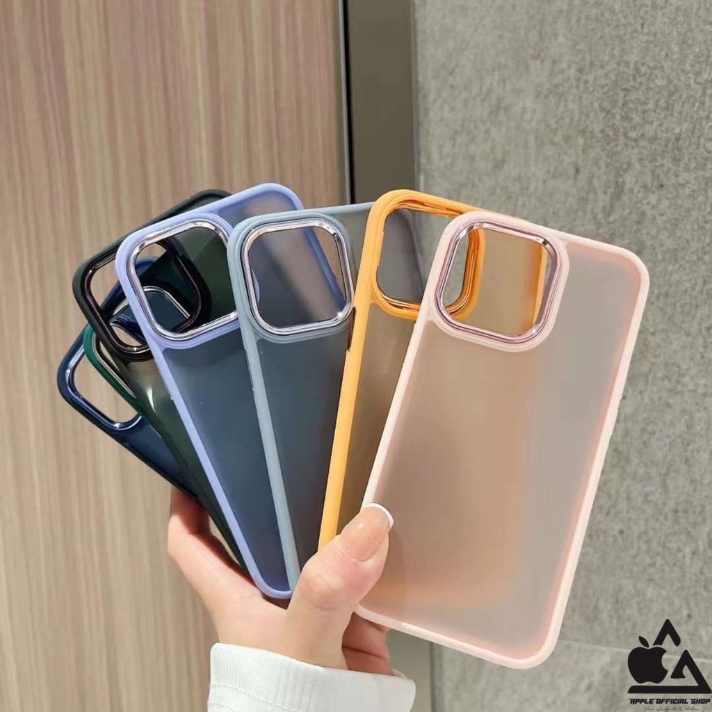 Premium Softcase Dove Kamera Chrome iPhone 13 Pro Max 12 PRO MAX 11 PRO MAX XR X XS MAX 7 7+ 8 8+ SE 2 3 Matte Anti Minyak With Frame Camera Krom Pelindung Kamera Softcase Silikon Jelly Clear Cover Bukan Silicone