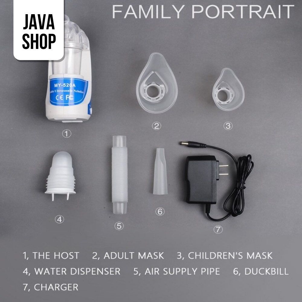 JAVASHOP Alat Terapi Pernafasan Ultrasonic Inhaler Nebulizer Portable