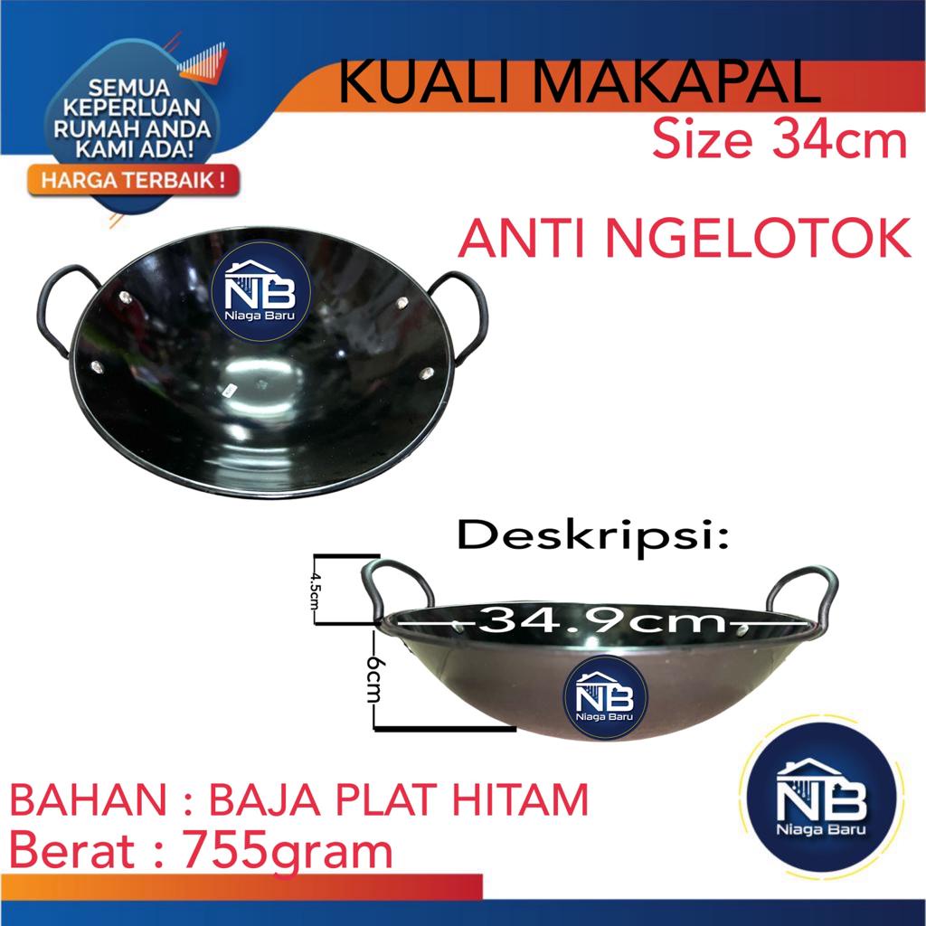 Kuali Besi Hitam Makapal 34 cm Wajan Hitam 34 cm