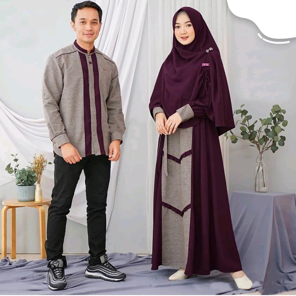 Terlaris gamis couple asoka set hijab - couple saira - gamis couple pasangan - gamis couple - kapel 