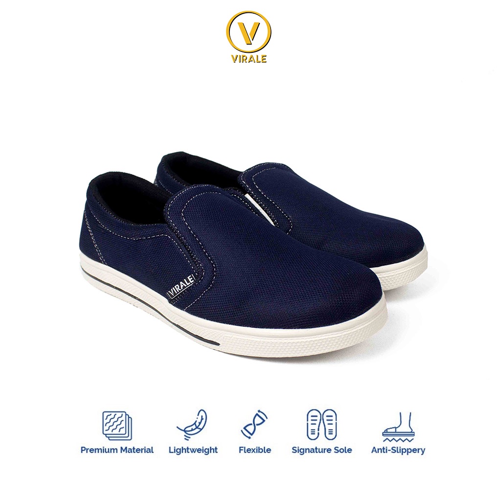 Sepatu Kasual Pria Slip On Canvas SC 01 NAVY