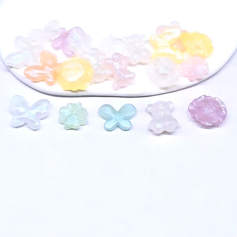 10pcs Manik-Manik Bentuk Butterfly Flower Bear Bahan Akrilik Handmade DIY Untuk Aksesoris Perhiasan