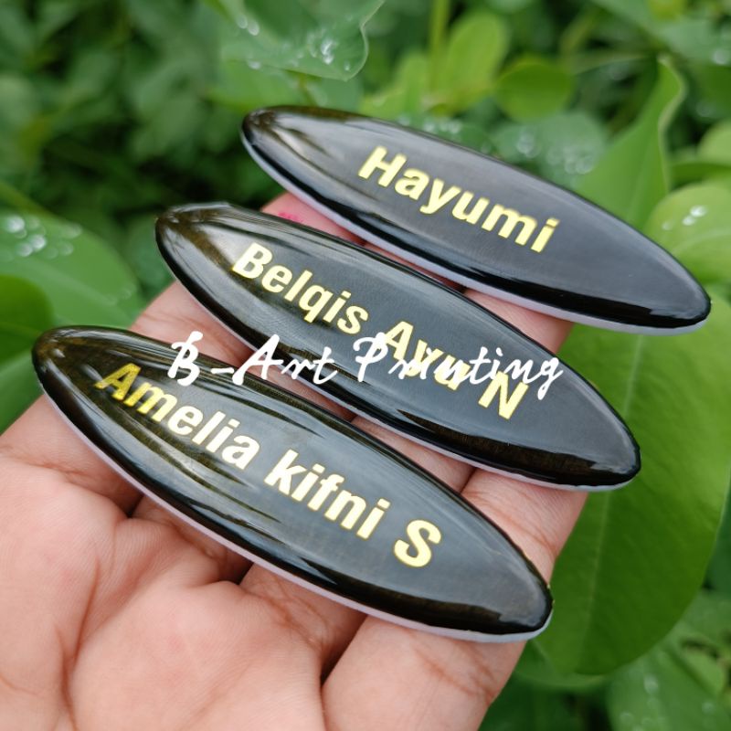 Papan Nama Name Tag Nama Dada Dokter Siswa Guru Bidan Apoteker Oval Resin Glass