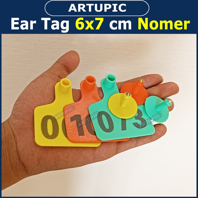 Ear Tag 6x7 cm Nomer Per100 Anting Eartag untuk Babi Sapi Kambing Murah Plastik bisa jadi Kalung Leher Hewan Domba Kuda Kerbau