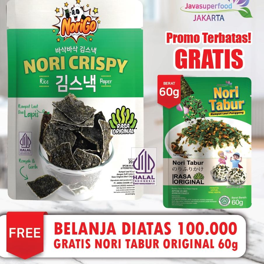 

45Gღ {BELI 3 GRATIS 1} Norigo / Nori Crispy Seaweed Snack 20g Rumput Laut Halal TOP PRODUK