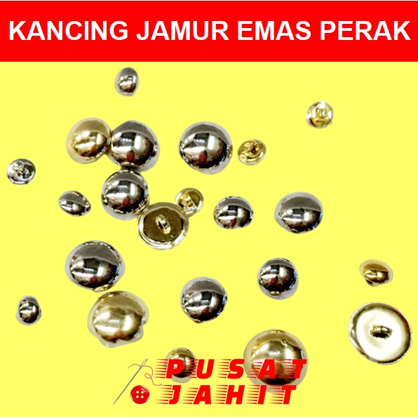 KANCING BAJU JAMUR METAL BESI MAS PERAK