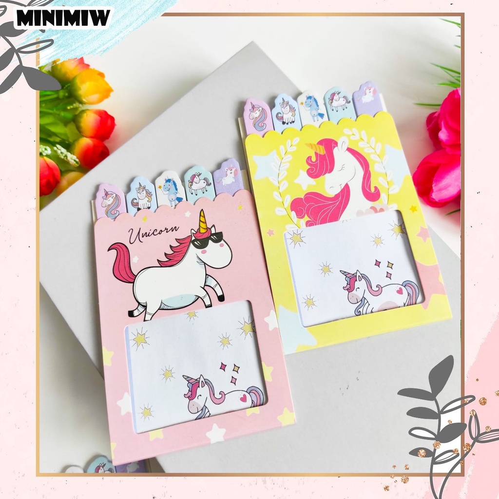 &quot;STICKY NOTE LIPAT UNICORN STICKER ISI (90 LEMBAR)  ALAT TULIS SOURVERNIR KADO MURAH UNIK LUCU  KARAKTER&quot;