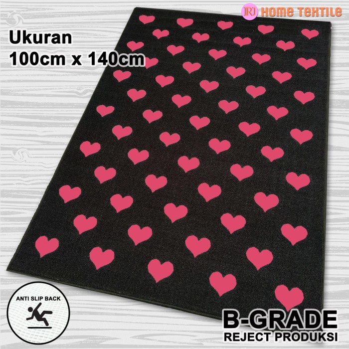 B-Grade karpet modern sweden alas lantai ruang tamu bulu anti slip - HeartsBlacDPink(O4H9) Karpet Bu