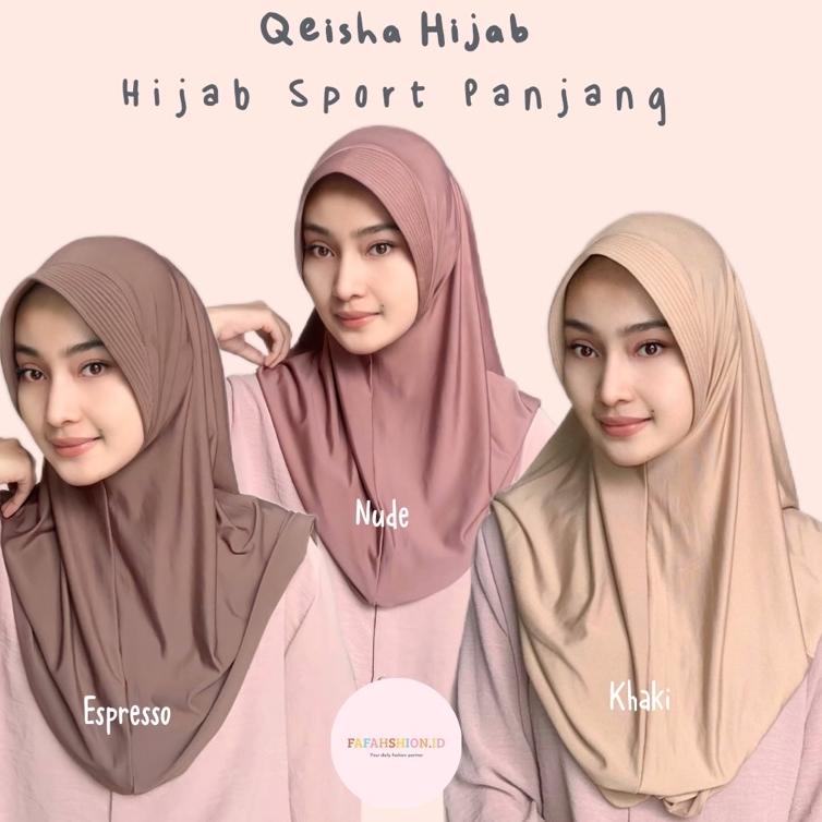 MC.18Oc22ᴵ ◦ [𝐟𝐚𝐟𝐚𝐡𝐬𝐡𝐢𝐨𝐧.𝐢𝐝] Qeisha Hijab | Hijab Sport Panjang | Bergo Sport Panjang