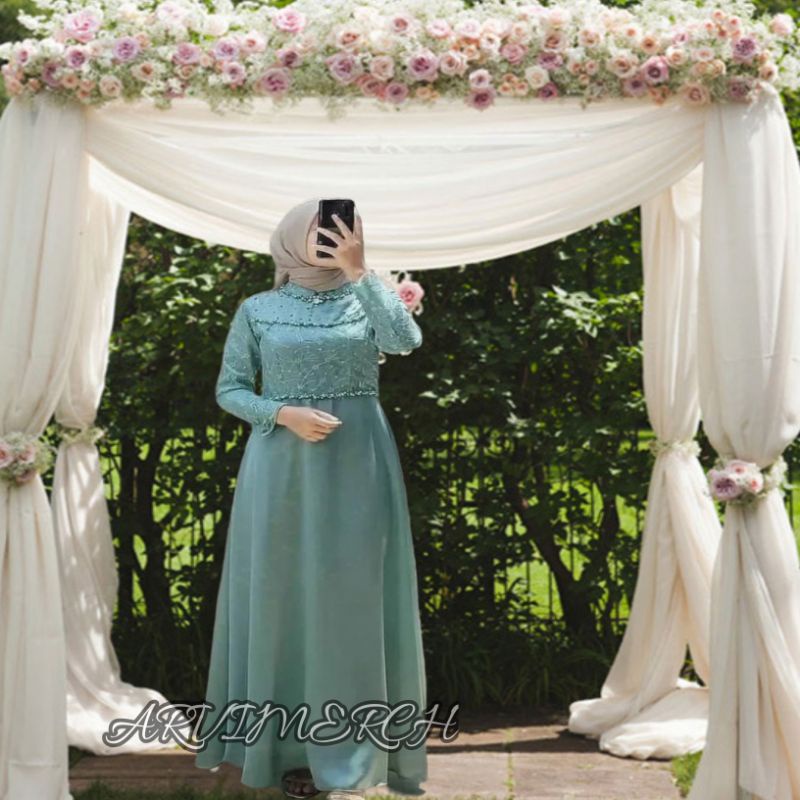 gamis muslim/ gamis /wedding dress/ gaun muslim-gaun kondangan-gaun lamaran-gaun wisuda gaun terbaru