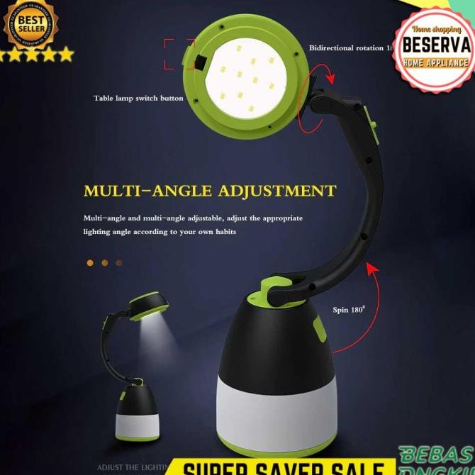 Lampu Led Lentera Emergency Power Bank Cas Camping 1200Mah - Hitam