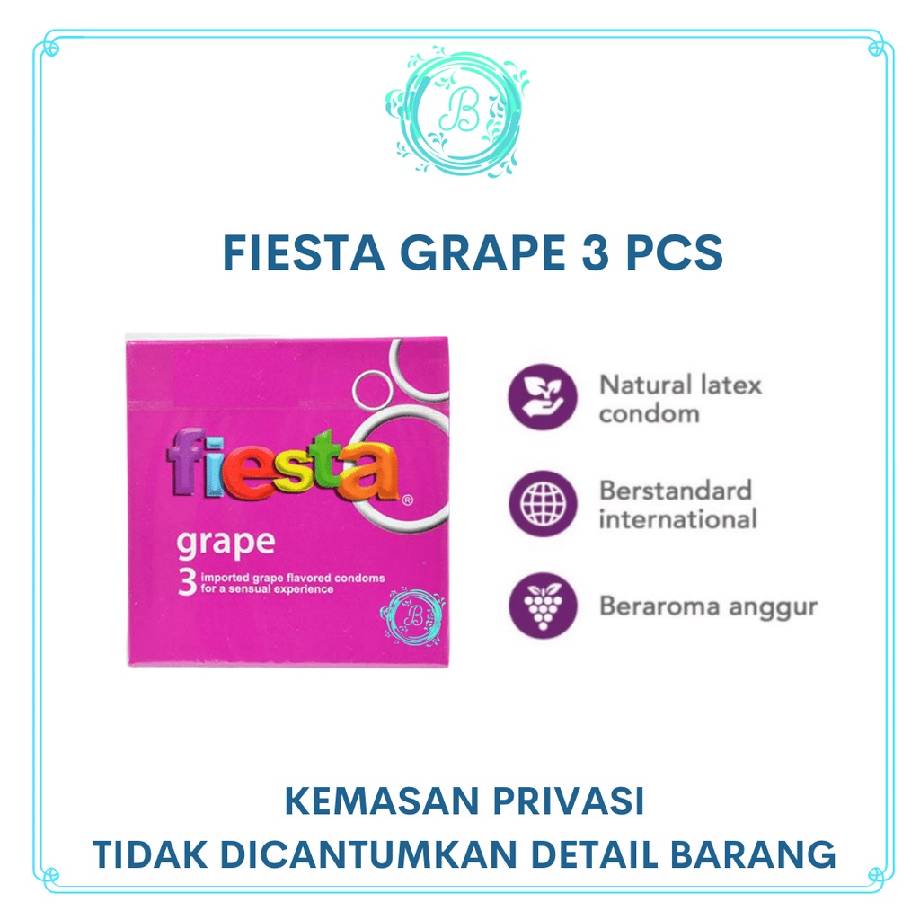 Kondom Fiesta Grape Eceran 3 pcs Kondom Aroma Buah Anggur Kondom Fiesta Satuan 3 pcs