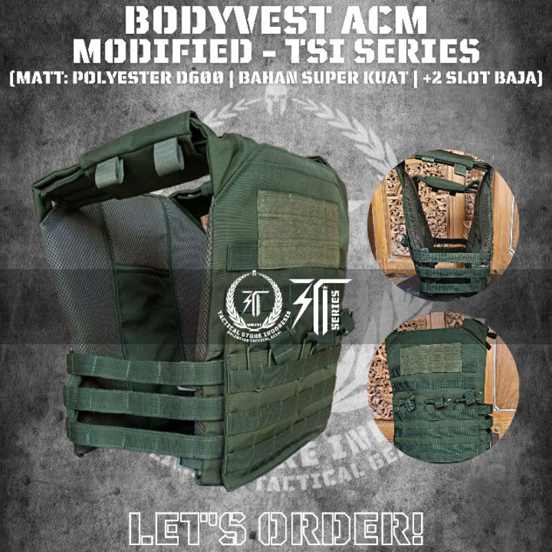 Body Vest ACM Modified - Bodyvest Tactical Hitam Hijau Loreng TSI Series