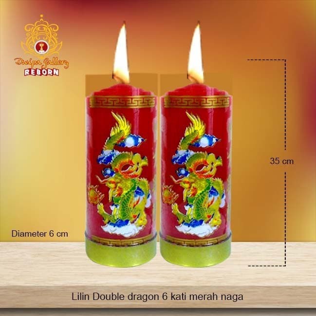 Lilin/Candle Puja Sembahyang Double Dragon 6 Kati