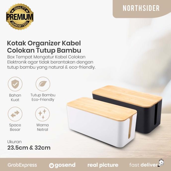 

KOTAK ORGANIZER KABEL CHARGER CABLE MANAGEMENT BOX TUTUP BAMBU