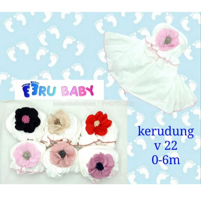 Cantik Eeru Baby Kerudung Putih Motif Terbaru 0-6 Bulan Berkualitas