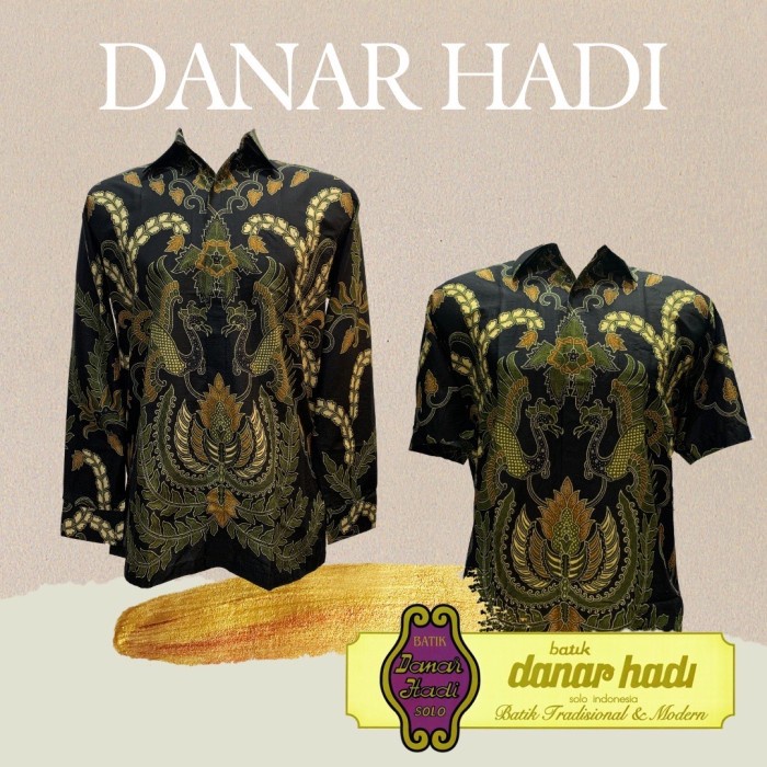 batik Kemeja Batik Katun Danar Hadi Hitam - M, Pendek modern wanita couple pria motif sarimbit K4N1