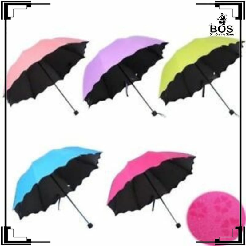 BOS PAYUNG MAGIC 3D LIPAT / UMBRELLA PORTABLE / PAYUNG HUJAN ANTI SINAR MATAHARI UV / PAYUNG LIPAT 3D MOTIF