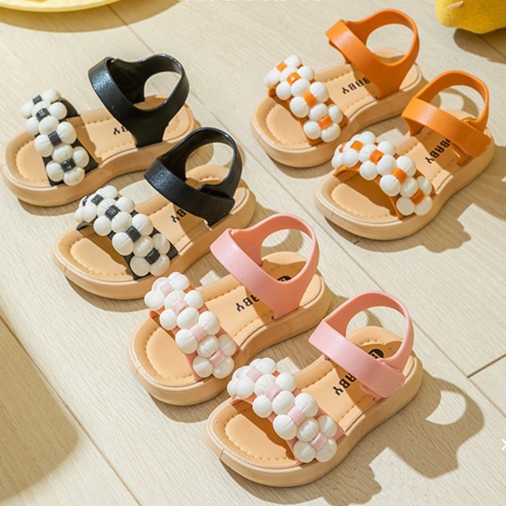 Habenkids Sandal Import Bunga Pompom Anak Cewek Perempuan IMPPOM2