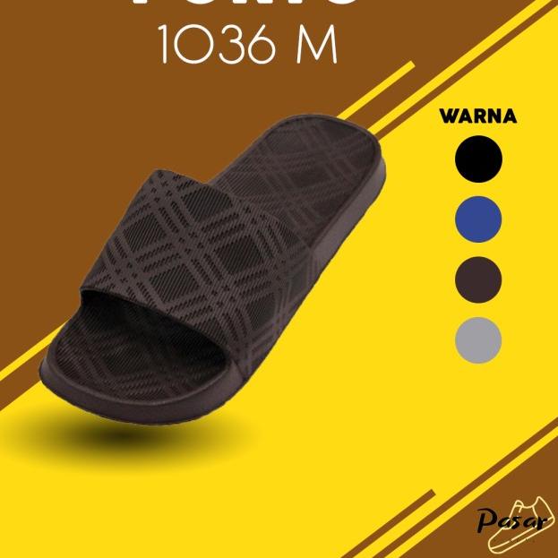 SANDAL PRIA SELOP PORTO 1036 Sandal Batik Kotak Sandal Karet Rumah - Biru, 43