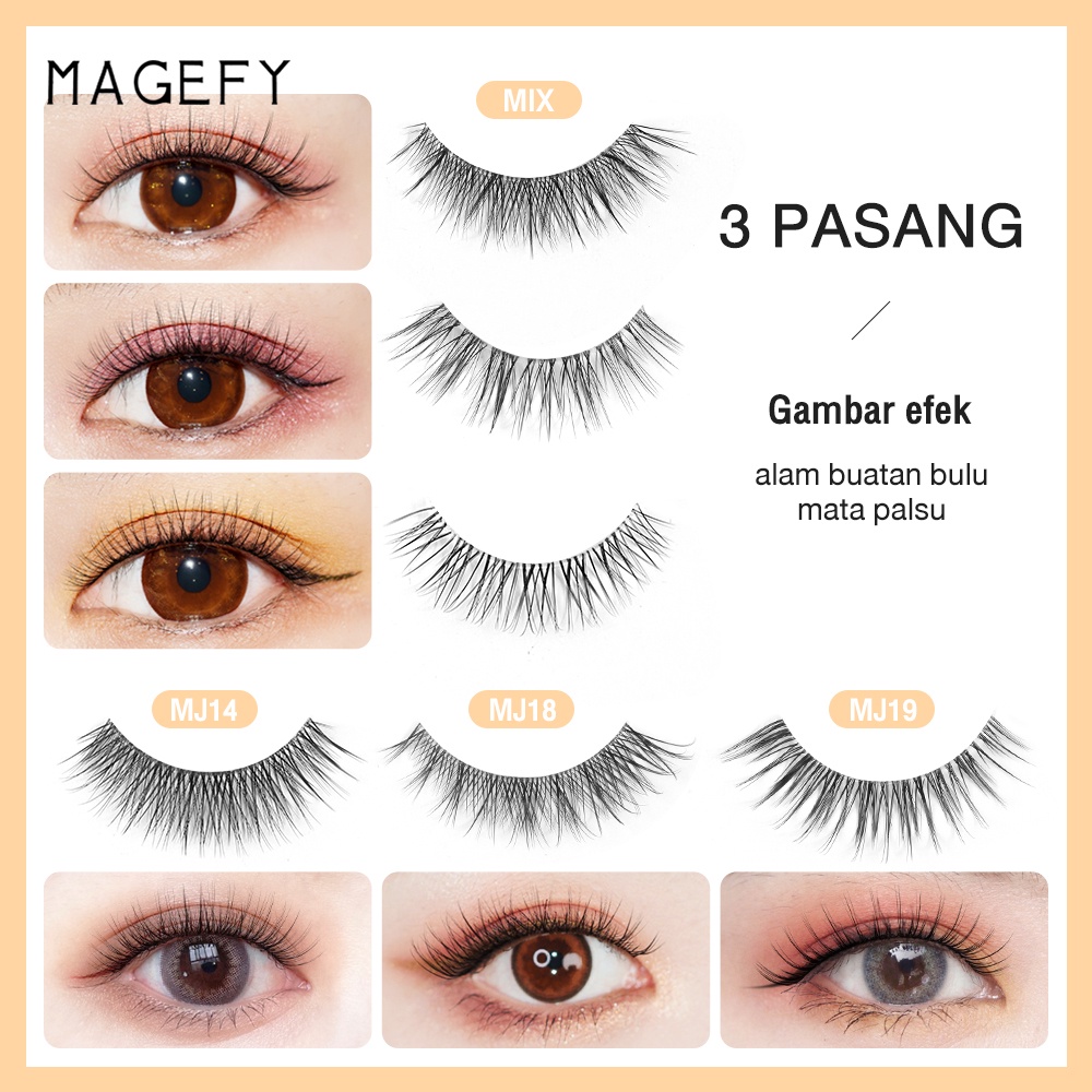 MAANGE Bulu Mata 3D Eyelash Extension Lembut 3 Pasang Bulu Mata Palsu Natural Bulu Mata Eyelash 7044