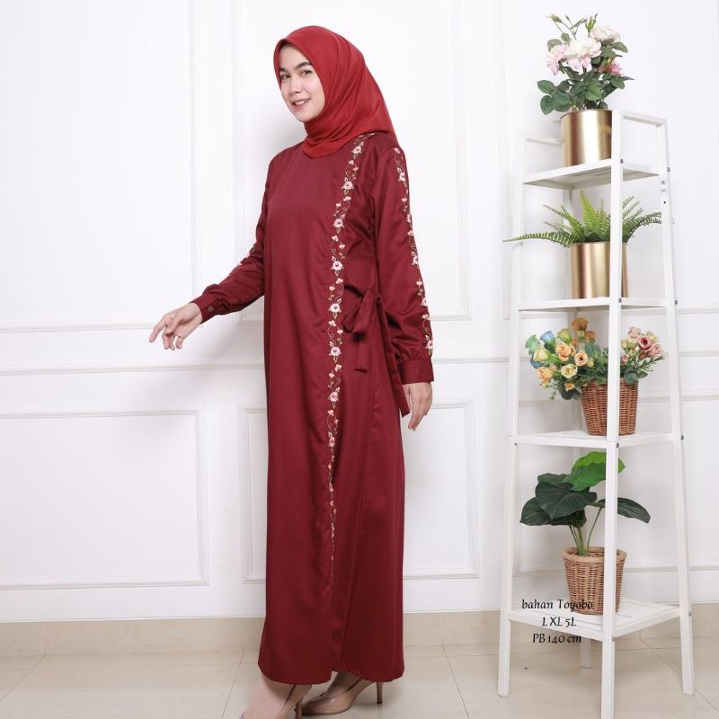 Zaja - Terbaru Baju Gamis Katun Toyobo Bordir Mewah &amp; Cantik + Tali Pinggang Yang Elegant Fashion Muslim Perempuan Dewasa