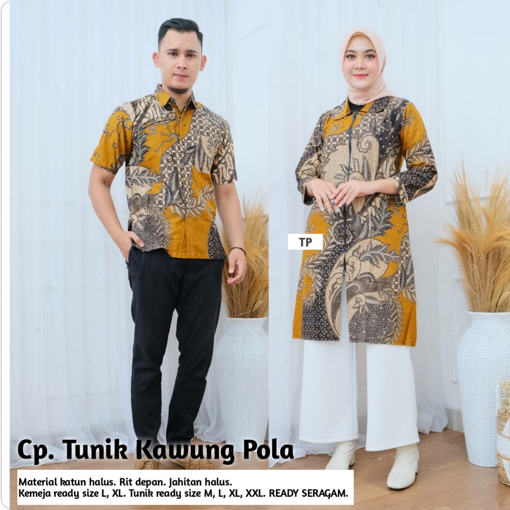 Couple Tunik Batik Katun Kawung Pola