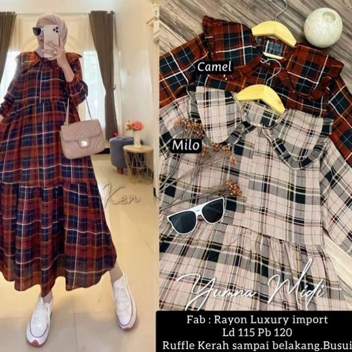 Trend Midi Dress Kotak Zara Import MJS ✔