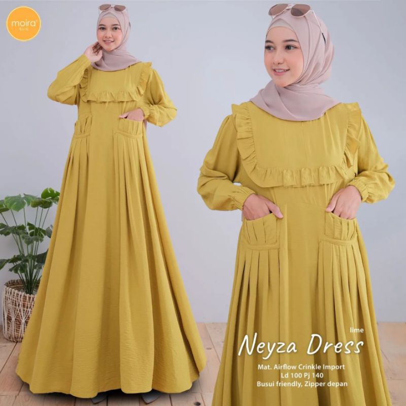 NEYZA DRESS CRINKLE AIRFLOW PREMIUM/GAMIS MUSLIMAH BUSUI FRIENDLY/FASHION WANITA MUSLIM VIRAL KEKINIAN M L XL/DRESS CRINKLE IMPORT/FAR MOSLEMSTORE