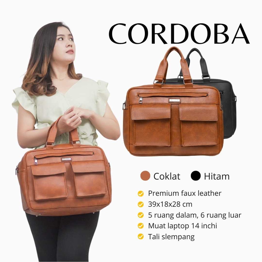 CORDOBA Bag by Manjua. Tas Kerja, Tas Laptop muat 14 inch, Tas Kuliah, Tas Ukuran Besar.