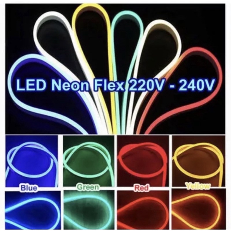 PAKET Promo 5 METER LED Neon + SOKET LAMPU NEON FLEXIBEL AC 220V / SOKET SUDAH TERPASANG (LANGSUNG NYALA TANPA RIBET) / NEON ELASTIS AC 220V / LISTRIK
