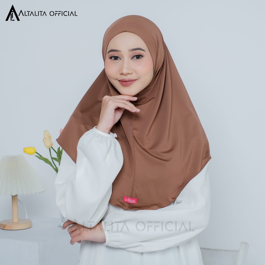 Altalita - Kerudung Bergo Instan Zaida Malay Non Pet Menutup Dada Terbaru | Hijab Khimar Instan Syari Jersey Polos Non Pet | Jilbab Instan Malaysia Jumbo Bahan Jersey Premium Non Pad Cocok untuk Sekolah Olahraga Volly Futsal Senam dan Sehari-hari