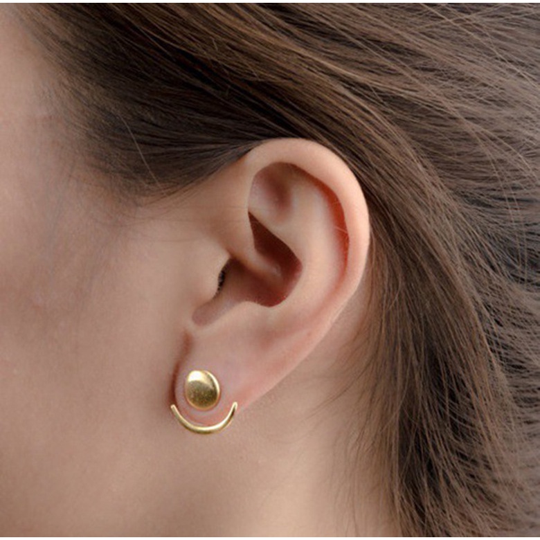 Goldkingdom Perhiasan Fashion Emas Asli Kadar 375 Bangkok Aksesoris Ready Stock Hot Jual Baru Kreatif Anting Bulan Bintang Untuk Wanita Dengan Bentuk Geometris Yang Tidak Teratur