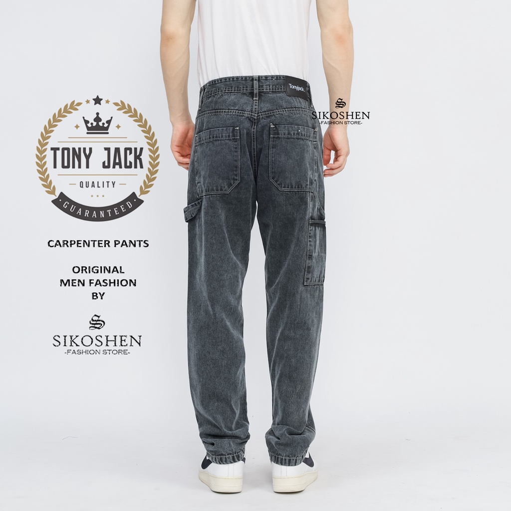 Celana Carpenter Pants Dark Grey TONY JACK | Celana Jeans Pria | Celana Baggy Pants | Fatigue Pants | Work Pants | Celana Oversize Pria