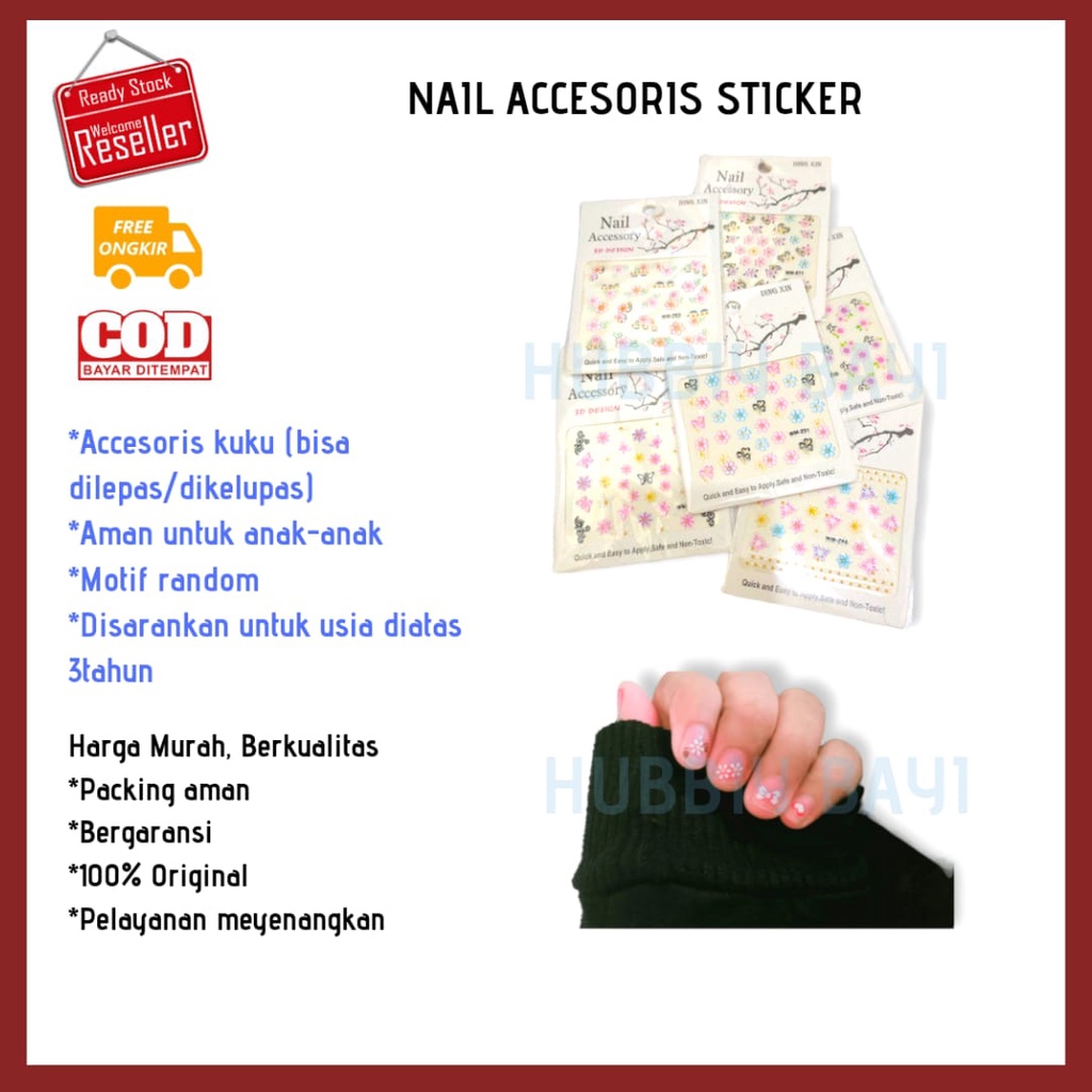 BEST SELLER STICKER NAIL ART  Agen Toko Grosir mainan kecantikan nail accessory 3d design 3dimensi t