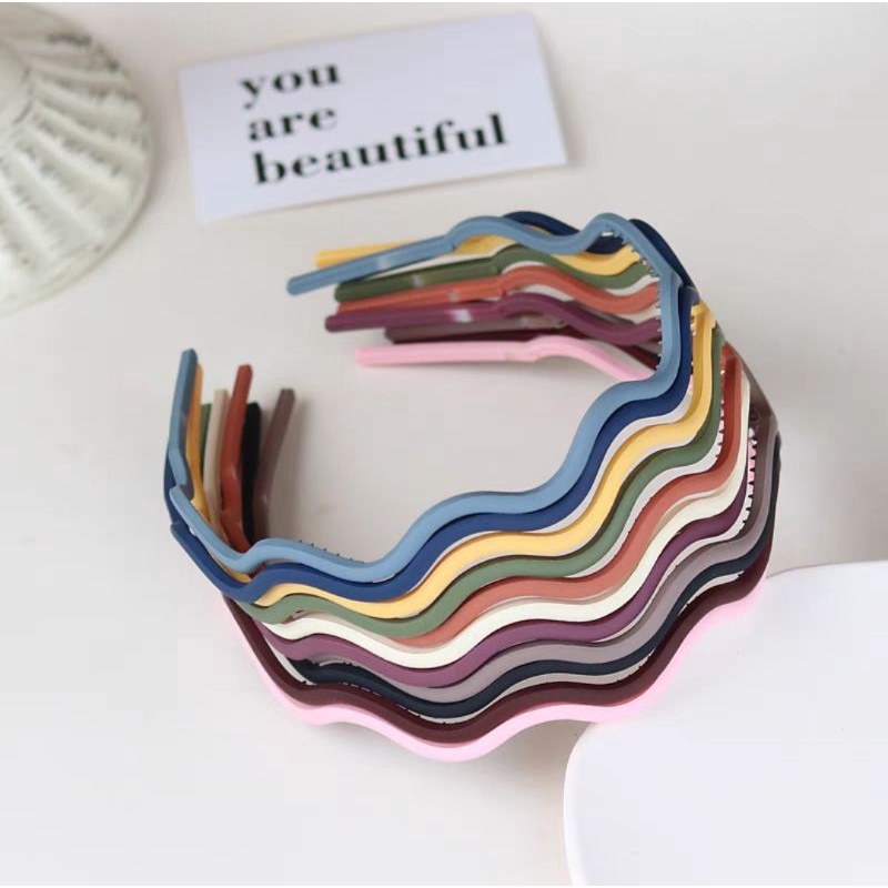 Bando Doff Gelombang 1.3cm Bando Matte Korea Zigzag Besar Bandana Ombak Wave Shaped Headband