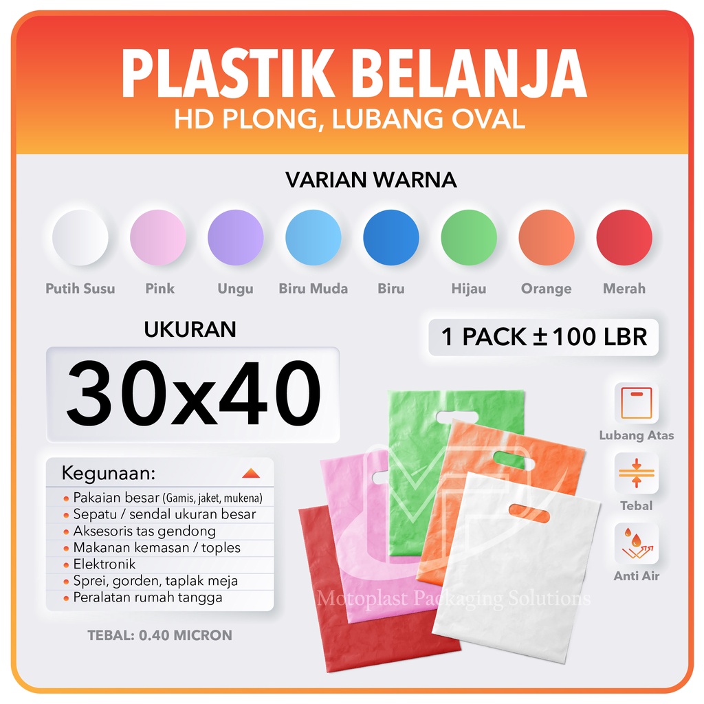 [Premium] Kantong Plastik Pond Oval Polos 30X40 (Ada Bolongan) - Hd Plong Moto