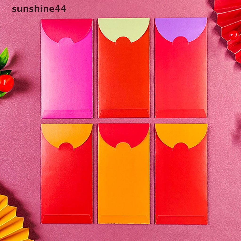 Sunshine 6Pcs 2023 Amplop Angpao Gambar Kartun Kucing Keberuntungan Warna Merah