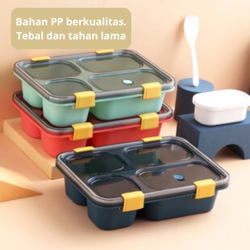 Starlight Kotak Bekal Makan Bento Lunch Box Microwavable Rantang Tempat Makan 3 &amp; 4 Sekat BPA FREE